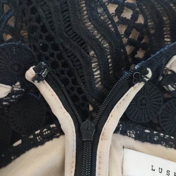 NEW Lush Black w/Tan Lining Eyelet Sleeveless Cocktail Dress Size L - Picture 14 of 14